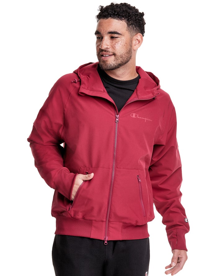 Champion Herre Hættetrøje MørkeRød - Defender Series Full Zip - Danmark DQF-810235